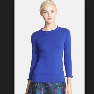 Kate Spade Plum Bekki Ruffled 3/4-sleeve Top Sz S